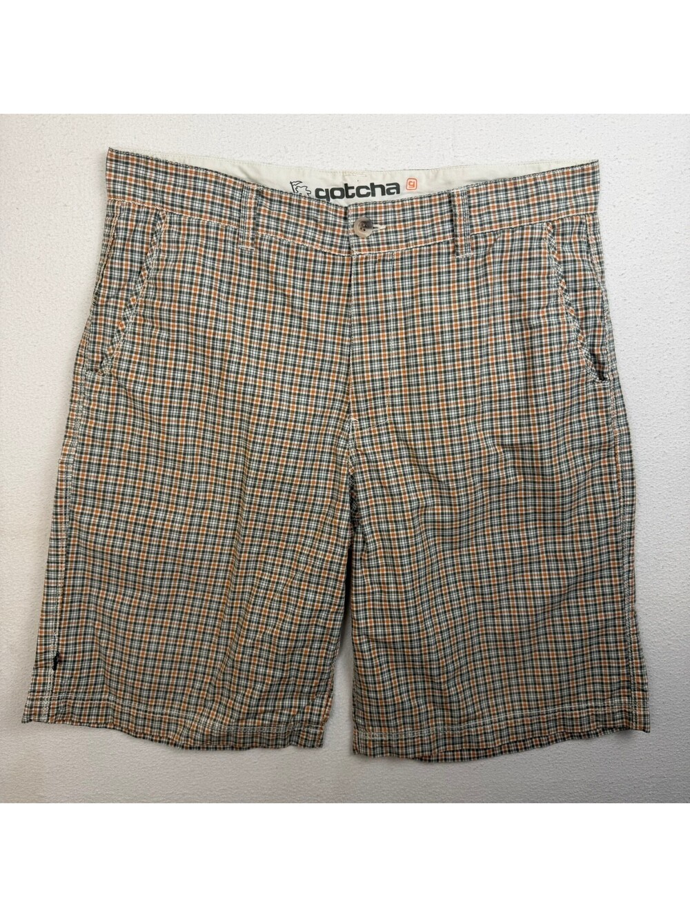 Y2K Plaid Gotcha Surf Shorts Men's 36"